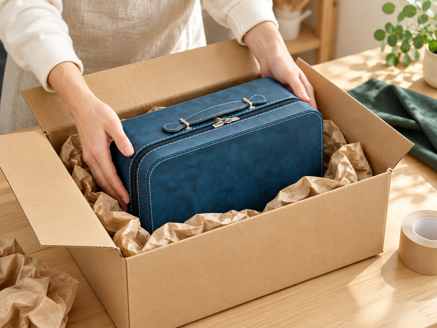 AI-generated packing illustration; not a record of an actual shipment.